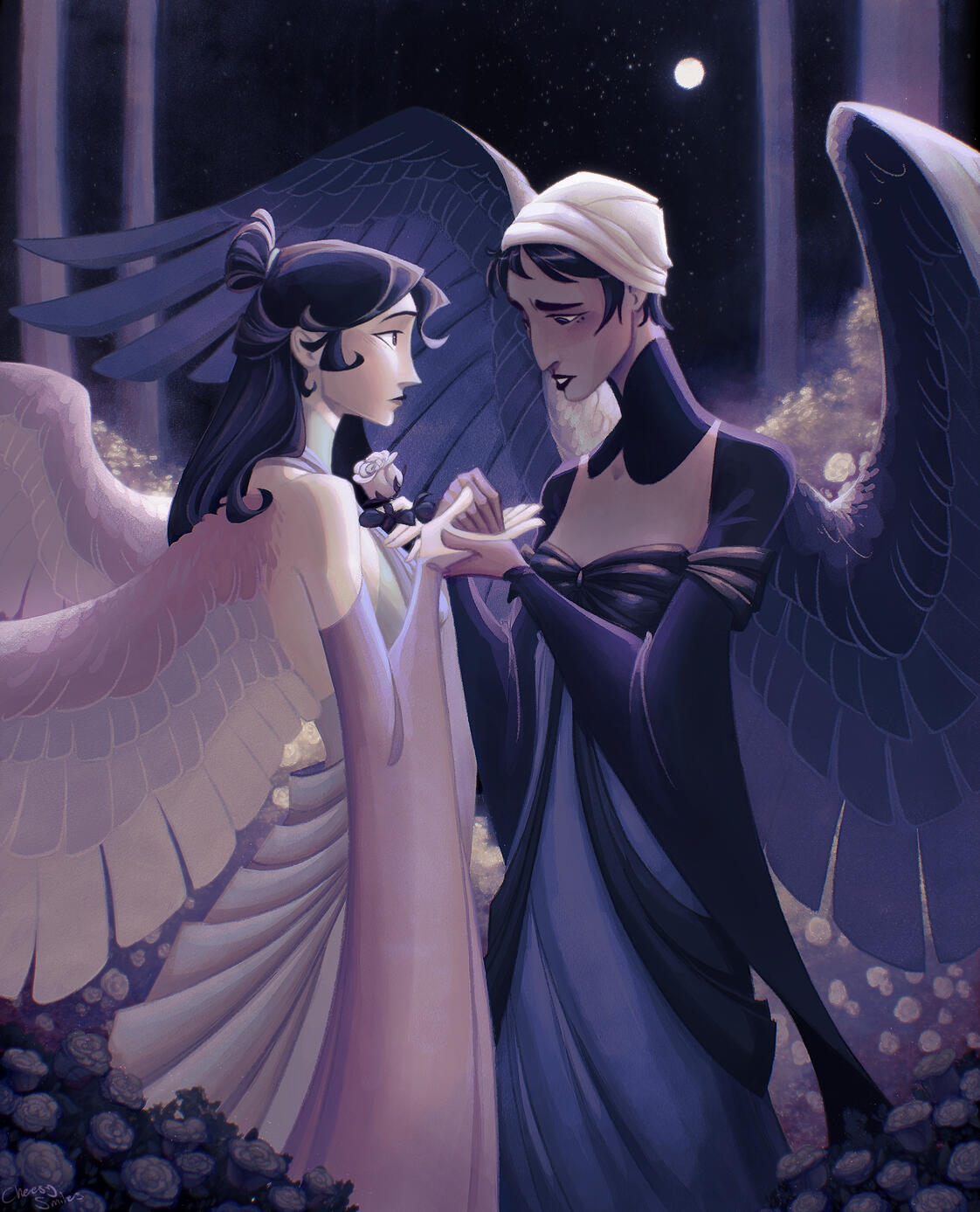 "Swans in the Rose Garden"