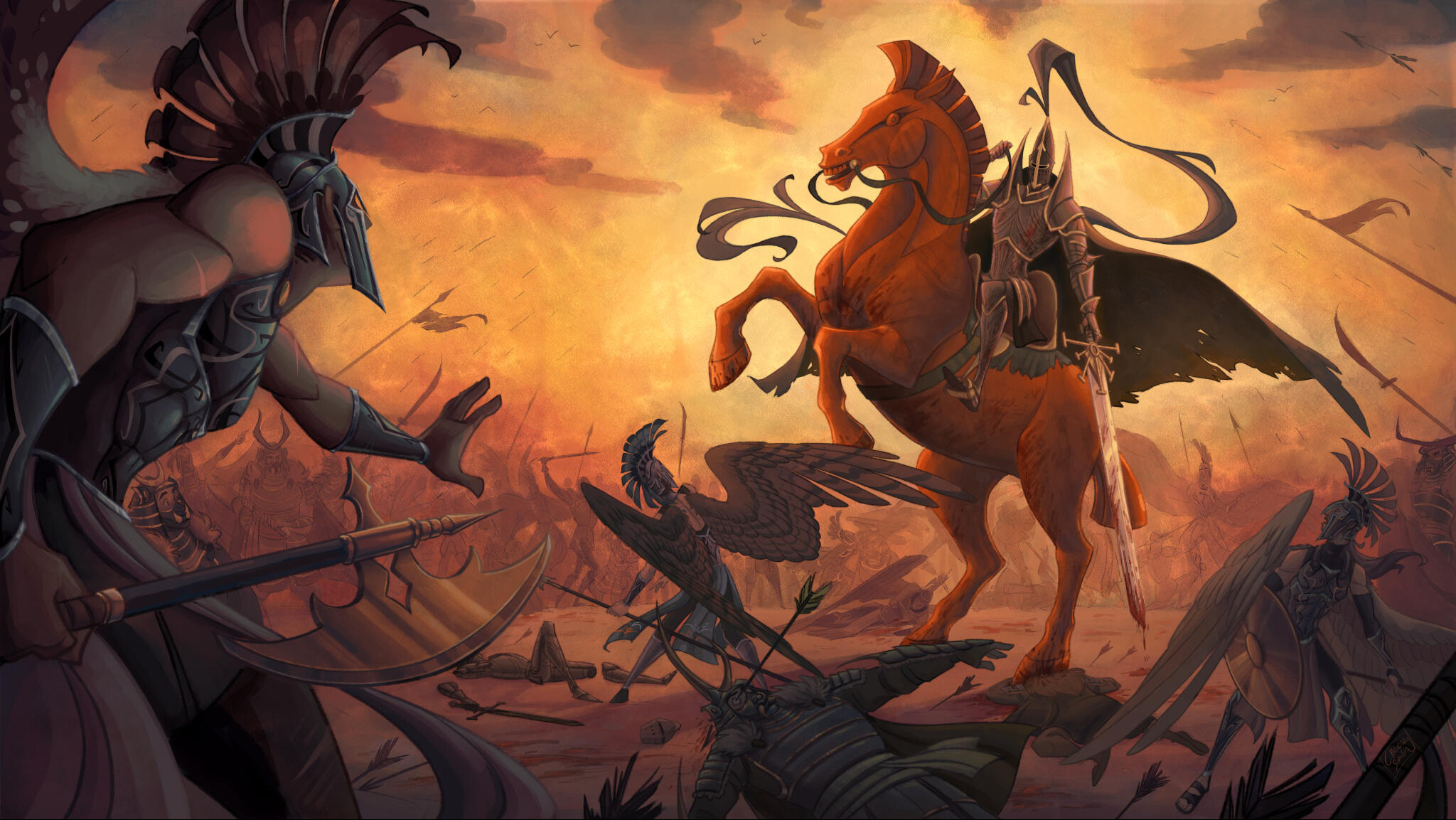 Concept painting - “War &amp; the Red Horse”